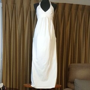 White Halter Empire-Waist Maxi Dress By Moda International